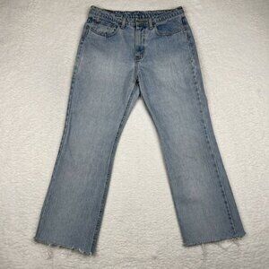 Vintage Ralph Lauren Jeans Womens 12‎ Blue Wash Relaxed Bootcut Raw Hem Denim